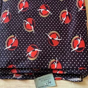 VINTAGE Fabric Swimmer Diver Orange Brown White Polka Dot Print 2.25 Yards (B2)